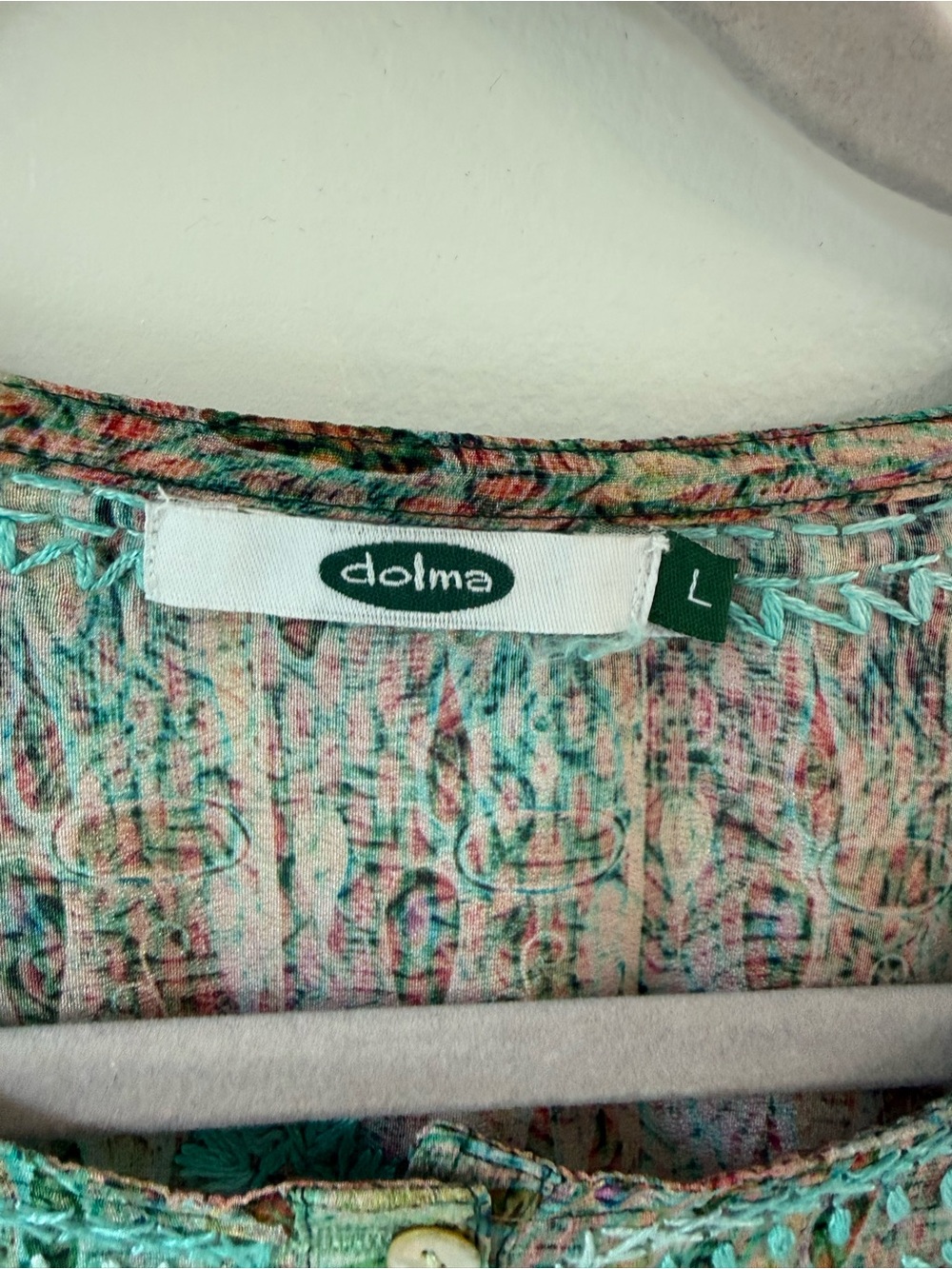 Dolma silk blend embroidered tunic SzL boho - Picture 8 of 13